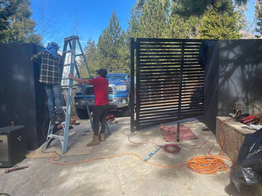 Fabrication and installation of custom made horizontal sliding gate 4 3gate installation service in glandale ca by ironmen gates and doors - Iron Men Gate & Door Design LA Gates & Doors