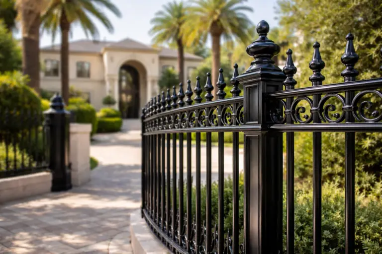 fence repair in Beverly Hills showing rusted metal fencing before restoration